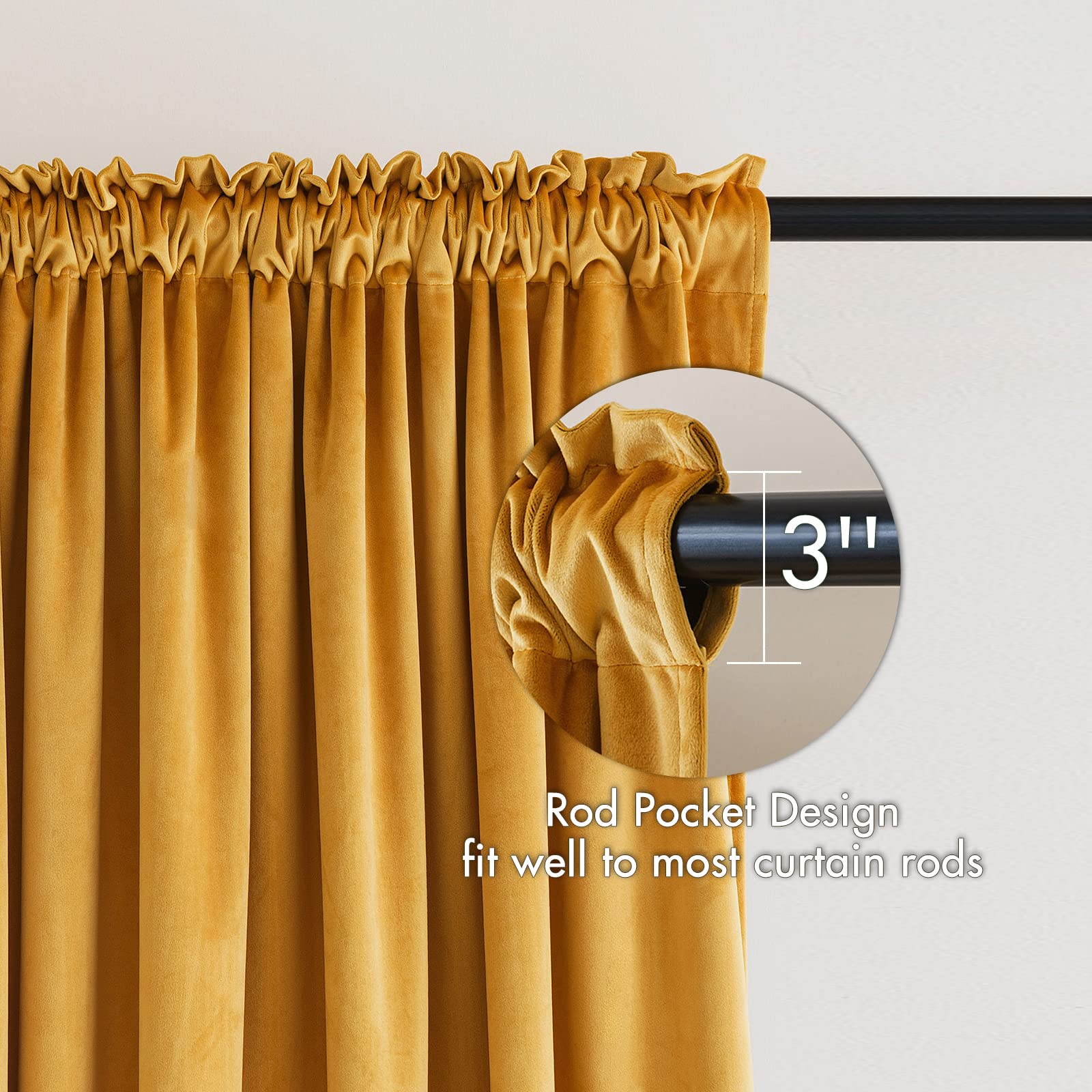 Miulee Mustard Yellow Velvet Curtains Thermal Insulated Blackout Curtain Drapes For Bedroom Living Room Darkening 108 Inches Long Curtains Panels Rod Pocket Set Of 2