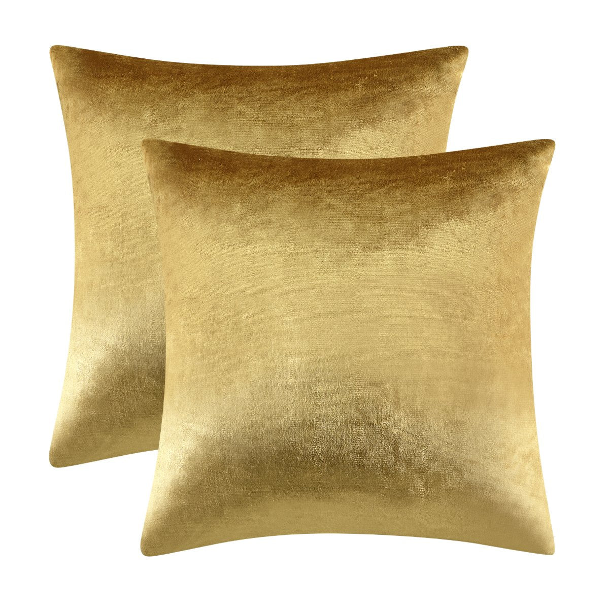 Gigizaza Gold Velvet Decorative 20X20 Throw Pillow Covers For Sofa Bed 2 Pack Soft Cushion Cover