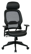 Space Seating Professional AirGrid Back and Padded Black Eco Leather Seat, 2-to-1 Synchro Tilt Control, Adjustable Arms and Tilt