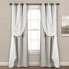 Lush Decor Sheer Grommet Curtains With Insulated Blackout Lining, Window Curtain Panels, Pair, 38''W X 84''L, Light Gray - Curta