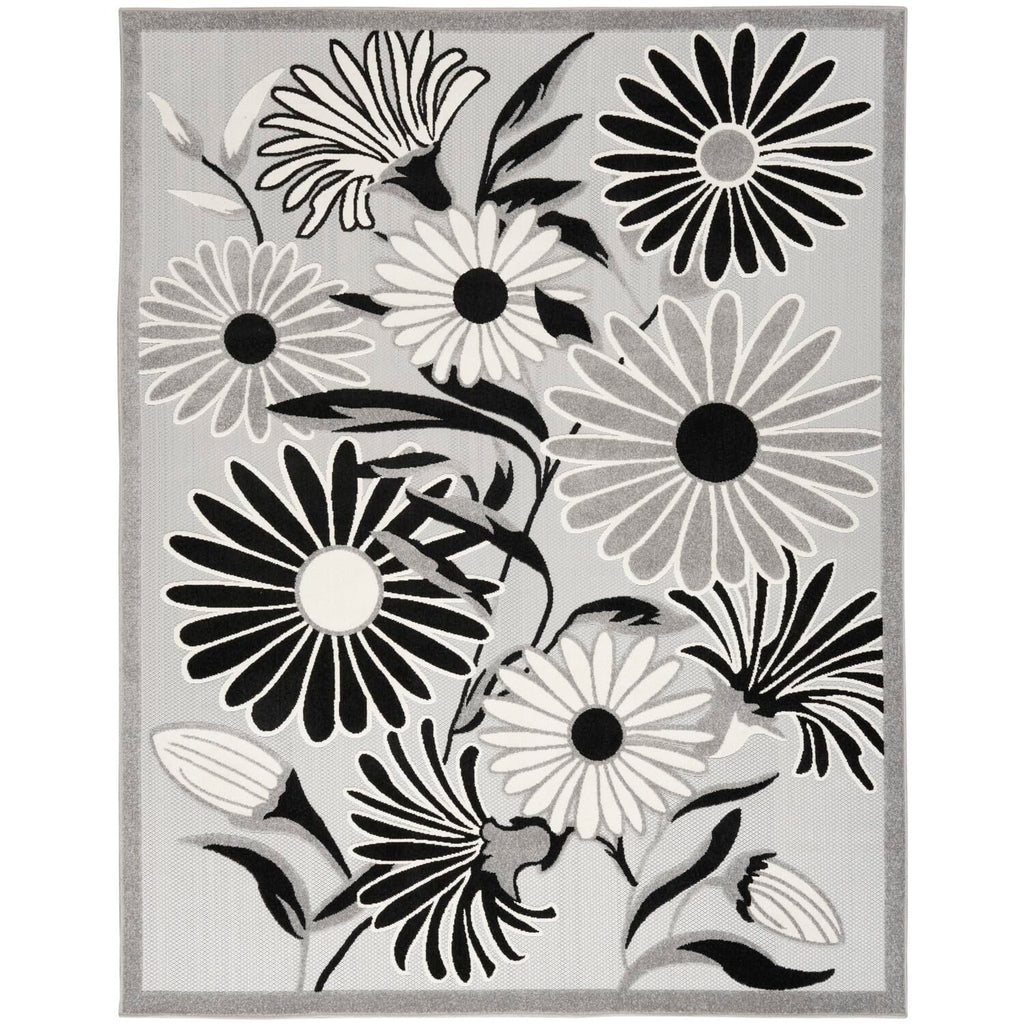 Nourison Aloha Indoor/Outdoor Black White 3'6' X 5'6' Area Rug, Easy Cleaning, Non Shedding, Bed Room, Living Room, Dining Room, Kitchen (4X6)