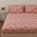 Huesland By Ahmedabad Cotton 144 Tc Double Bedsheet Cotton With 2 Pillow Covers | Peach & Pink