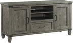 Intercon Foundry Media Console with 2 Shelves, 2 Cabinets, and Shelf, Brushed Pewter, 60" Width TV Stands