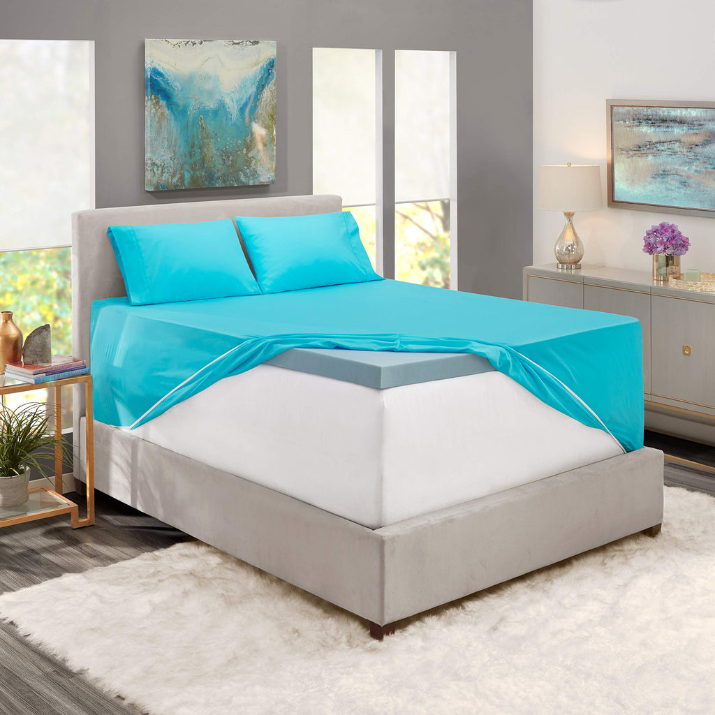 Nestl Extra Deep Pocket Sheets - Fits Mattress 18-24 Inches Deep, Extra Deep Pocket Queen Sheets Sets, 4 Piece Queen Size Sheets, Queen Sheets Deep Pocket, Bright Blue Sheets Queen