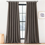 NICETOWN Room Darkening Linen Curtains for Living Room, Pinch Pleated Faux Linen Blend Thermal Insulated Sound Proof Window Drap