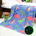 Imuku Dinosaur Blanket Glow In The Dark Blankets For Boys Kids Dinosaur Gifts Toys Stuff Cute Dino Decor Red Green Throw Blanket