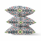 HomeRoots Green Red White Green White Cloverleaf Boho Suede Throw Pillow