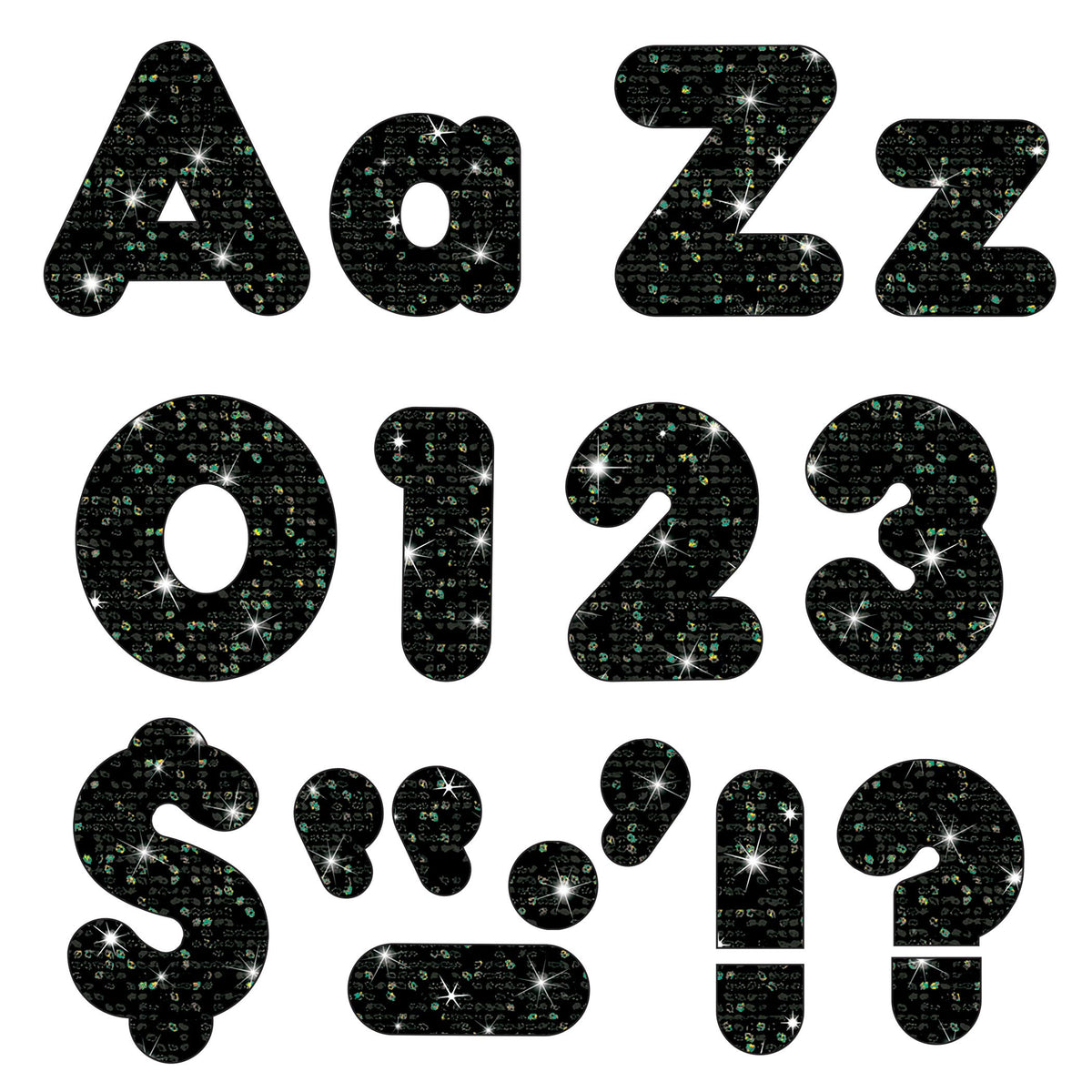 Trend Enterprises, Inc. T-79944 Black Sparkle 4' Casual Combo Ready Letters