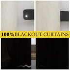 Nicetown Farmhouse Style 100% Blackout Natural Linen Curtains 90 Inches Length, 2 Panels, 42' W, Room Cooling Window Draperies With Thermal Insulated Liners For Dining Room