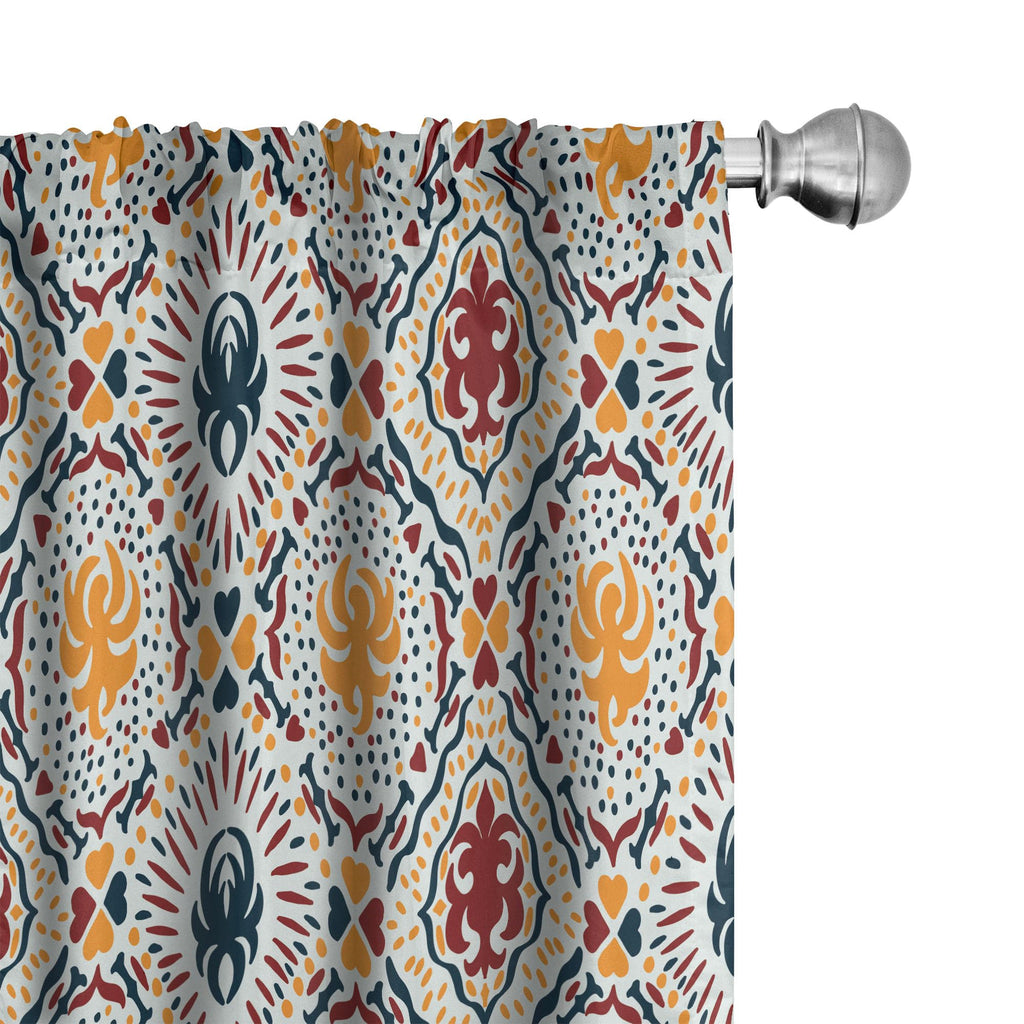 Ambesonne Boho Curtains, Chevrons Strips and Dots with Hearts Vintage Like Print, Window Treatments 2 Panel Set for Living Room 