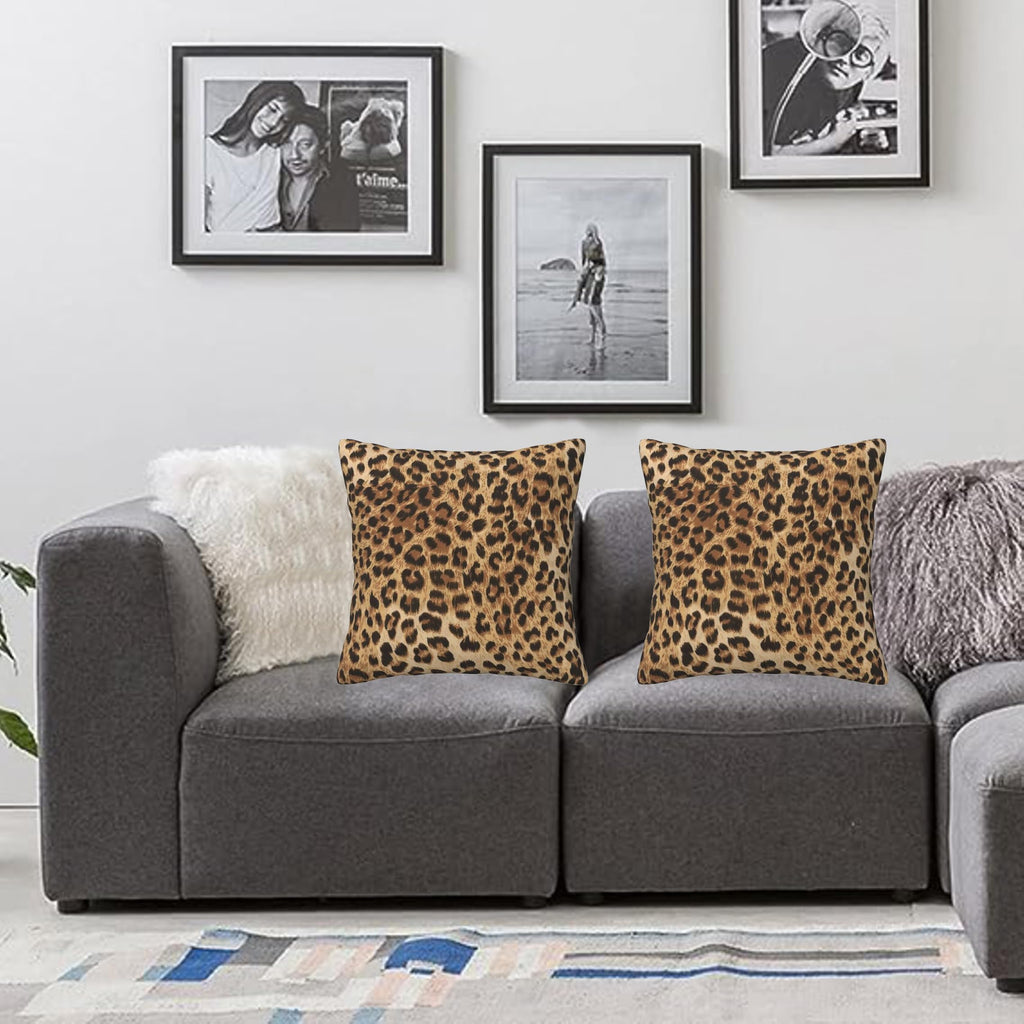 Leopard Pillow Covers 18X18 In Couch Pillow Case Sets Of 2 Modern Decorative Square Throw Pillows For Home Living Room Bedroom B