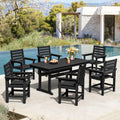 Homenjoy Patio Table and Chairs Set 7 Pieces, HDPE Weather Resistant Outdoor Dining Set with 1.95 Umbrell Hole, Rectangle Outdoo