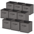 Nestl Cube Storage Bins, Foldable 9 Cube Storage Organizer Bins, Fabric Storage Cubes, Storage Basket with Handles, Grey Closet 