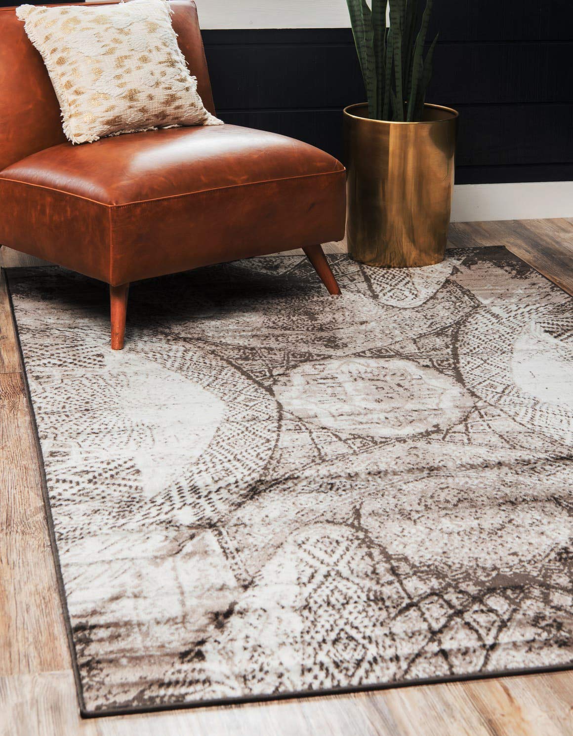 Unique Loom Sofia Collection Area Rug - Albert (3 3 x 5 3 Rectangle, Brown/ Ivory)