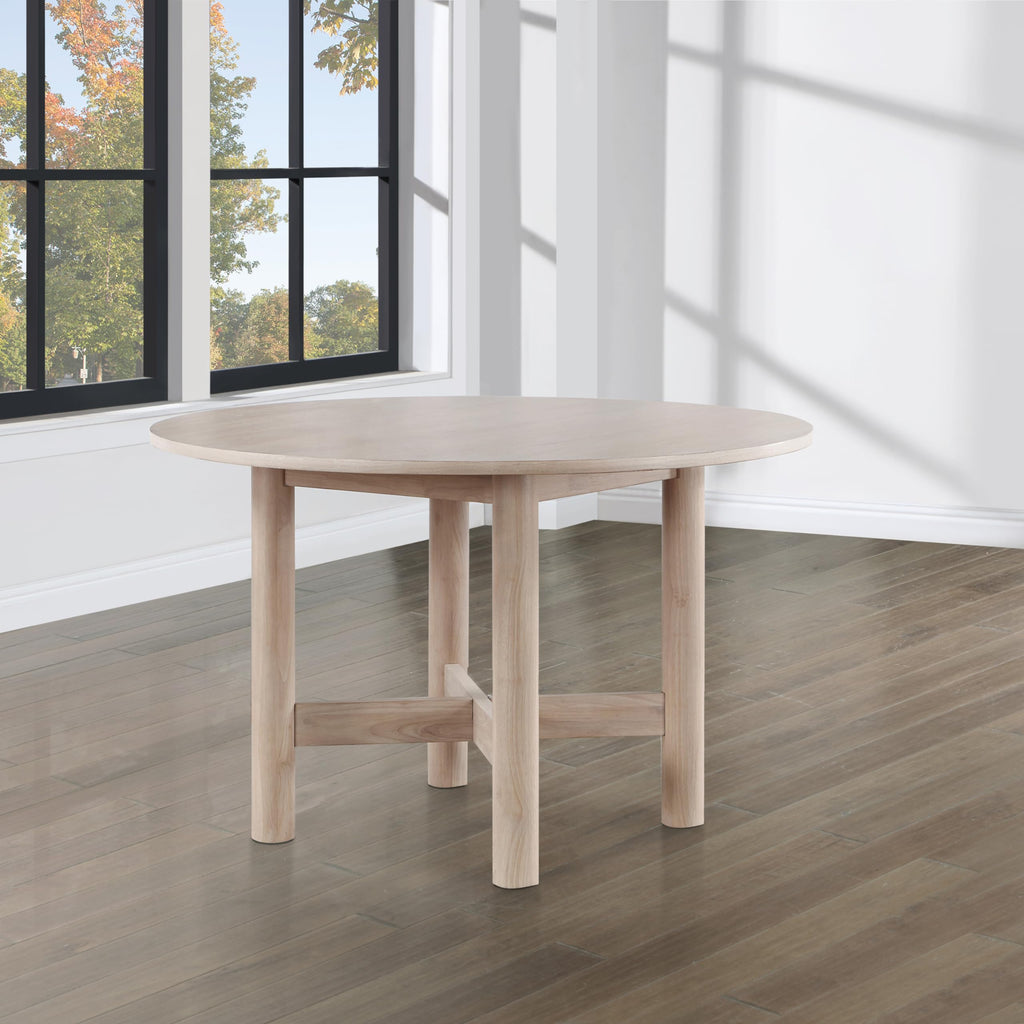 Steve Silver Furniture Gabby Round Dining Table, Contemporary/Modern Design, 48-Inch Round, Dining Room, Seats up to 4, Tubular Legs, 48" W x 48" L x 30" H, Washed Oak