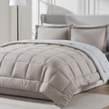 Nestl 7 Piece Queen Comforter Set - Linen Reversible Bed in a Bag - Complete Queen Size Bedding Set with Sheets, Pillowcases and