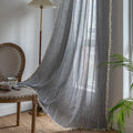 Sutuo Home Boho Curtains for Bedroom Living Room, Semi Blackout Linen Farmhouse Vintage Chic Tassels Window Treatment Bohemian E