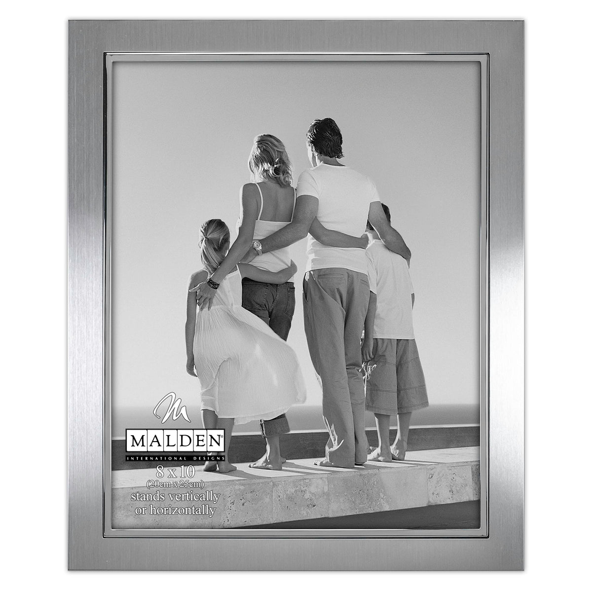 Malden International Designs Uptown Matte Silver with Silver Fashion Metal Frame, 8x10, Silver