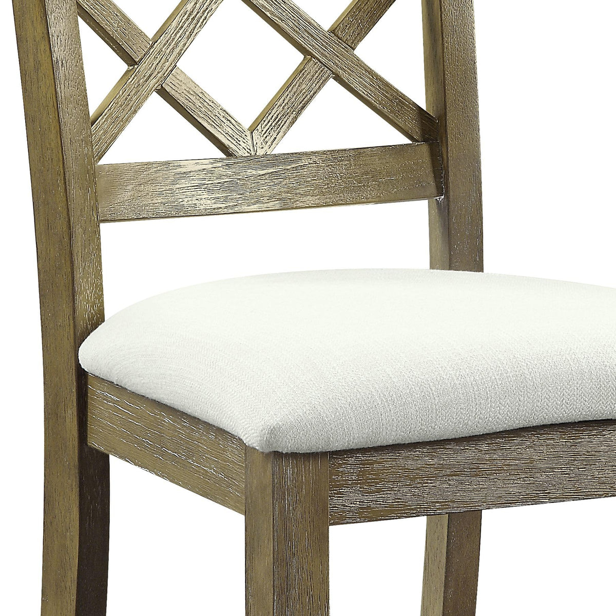Acme Karsen Wooden Upholstered Side Chair in Beige Linen and Rustic Oak