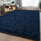 Larhom Extra Large Fluffy Shag Area Rug For Living Room, 8X10 Ft Navy Blue Fuzzy Plush Rugs For Bedroom, Kids Girls Boys Room, N