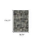 HomeRoots 508907 6 x 9 ft. Ivory Charcoal Gray Blue Rust Gold & Brown Oriental Power Loom Stain Resistant Rectangle Area Rug