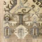HomeRoots Polypropylene 10’ x 13’ Tan and Gold Central Medallion Indoor Area Rug