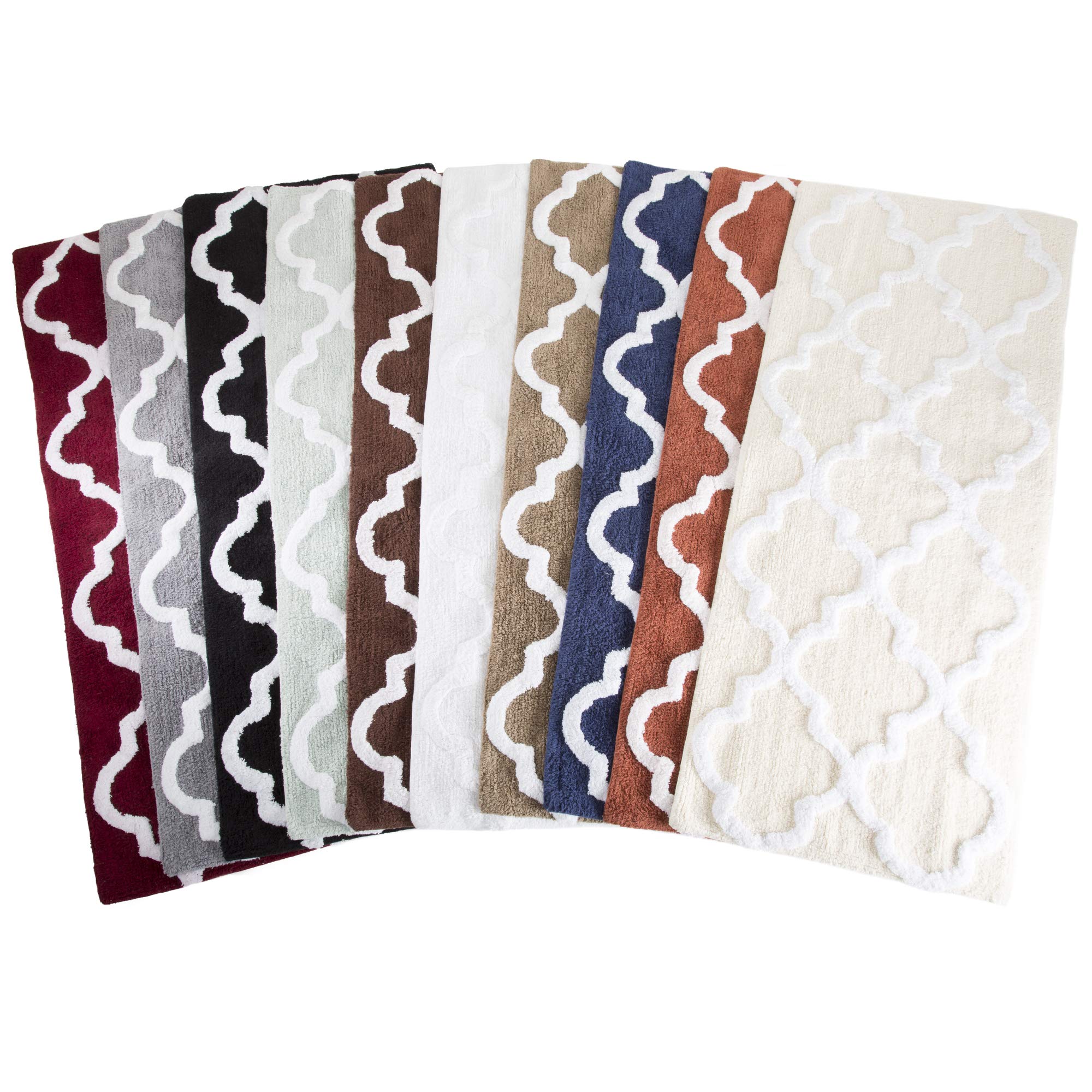 100% Cotton Bathroom Rug - 24X60-Inch Bathmat With Trellis Pattern And Non-Slip Base - Machine Washable Bathroom Rugs By Lavish