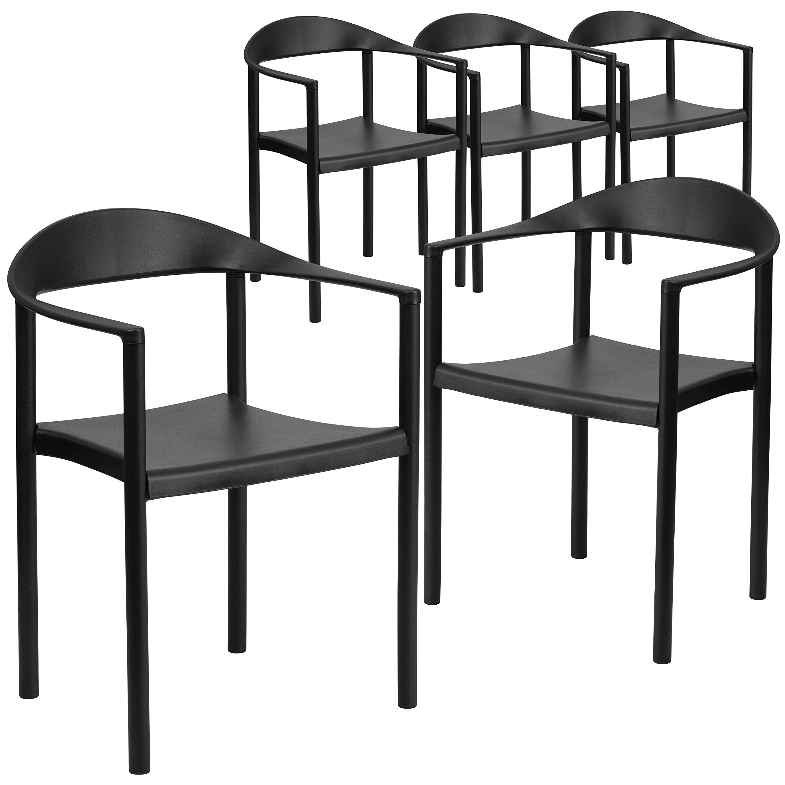 5 Pk. HERCULES Series 1000 lb. Capacity Black Plastic Cafe Stack Chair