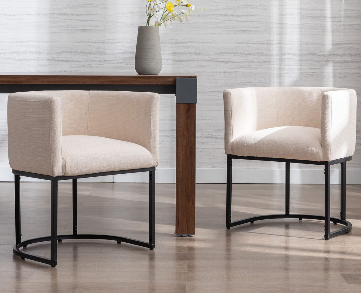 Vescasa Dining Chairs With Barrel Back, Modern Upholstered Padded Restaurant Chairs With Black Metal Frame For Kitchen, Dining R
