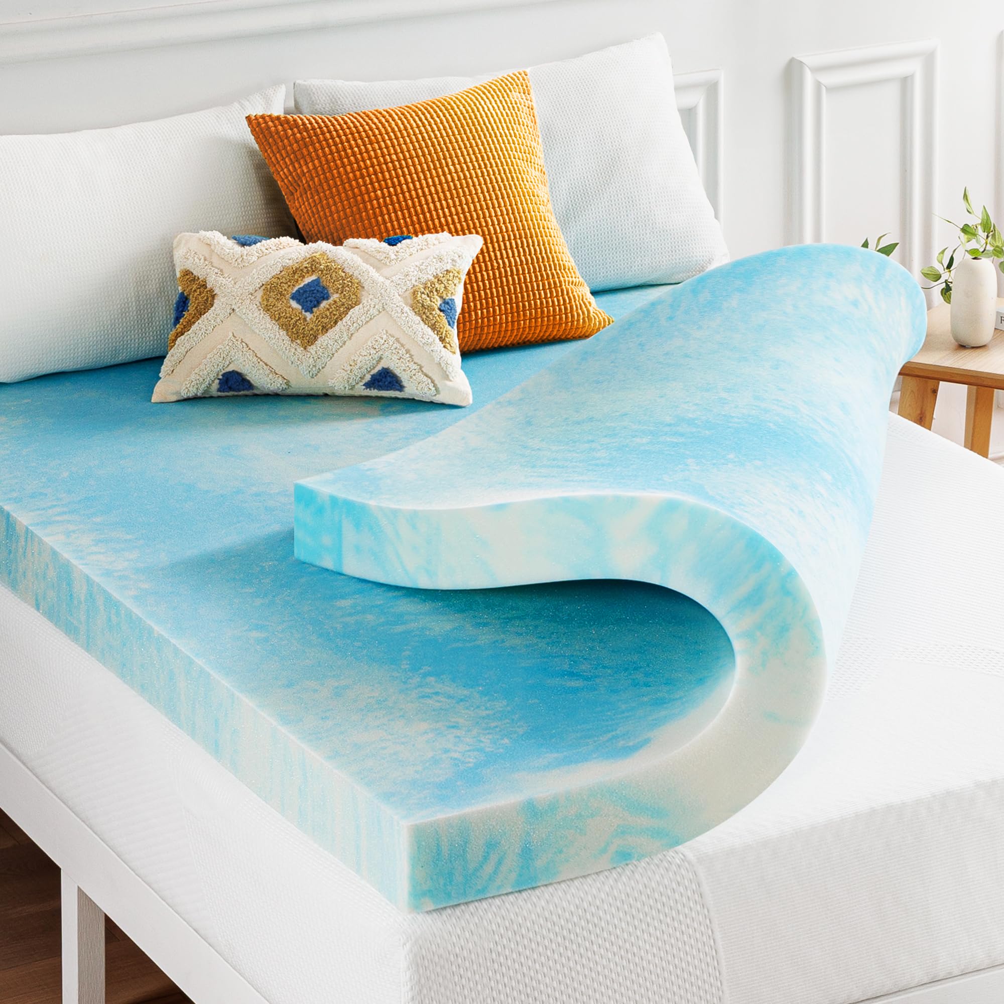 Best Price Mattress 4 Inch Swirl Gel AeroBreeze Cooling Air Flow Memory Foam Mattress Topper, Queen