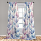 Ambesonne Leafy Art Window Curtains Pack Of 2, Futuristic Fractal Look Leaves With Geometric Details Dreamy Tones, Lightweight S