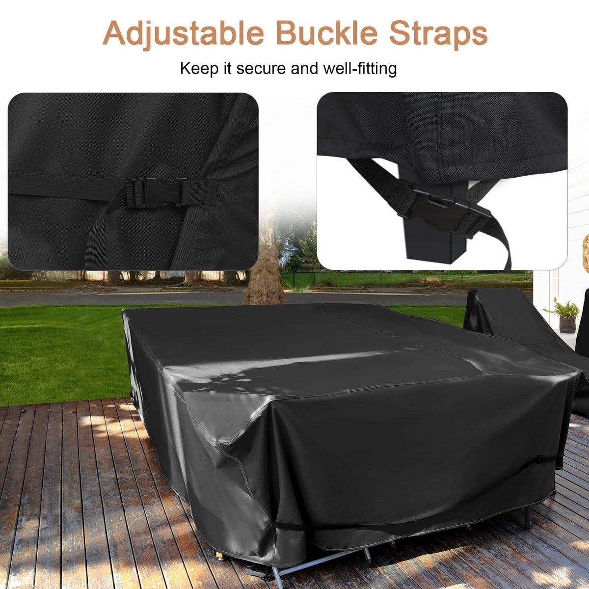 Nettypro Patio Table Cover Rectangular 88 X 60 Inch, Waterproof Outdoor Furniture Set Covers For Dining Table And Chair Rectangle, Black