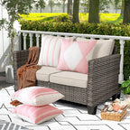 Otostar Decorative Outdoor Throw Pillow Covers 16X16 Inch Waterproof Geometry Pillow Cover Garden Cushion Case Patio Outdoor Pillows Shell For Couch Indoor Tent Park Furniture Balcony Set Of 4 (Pink)