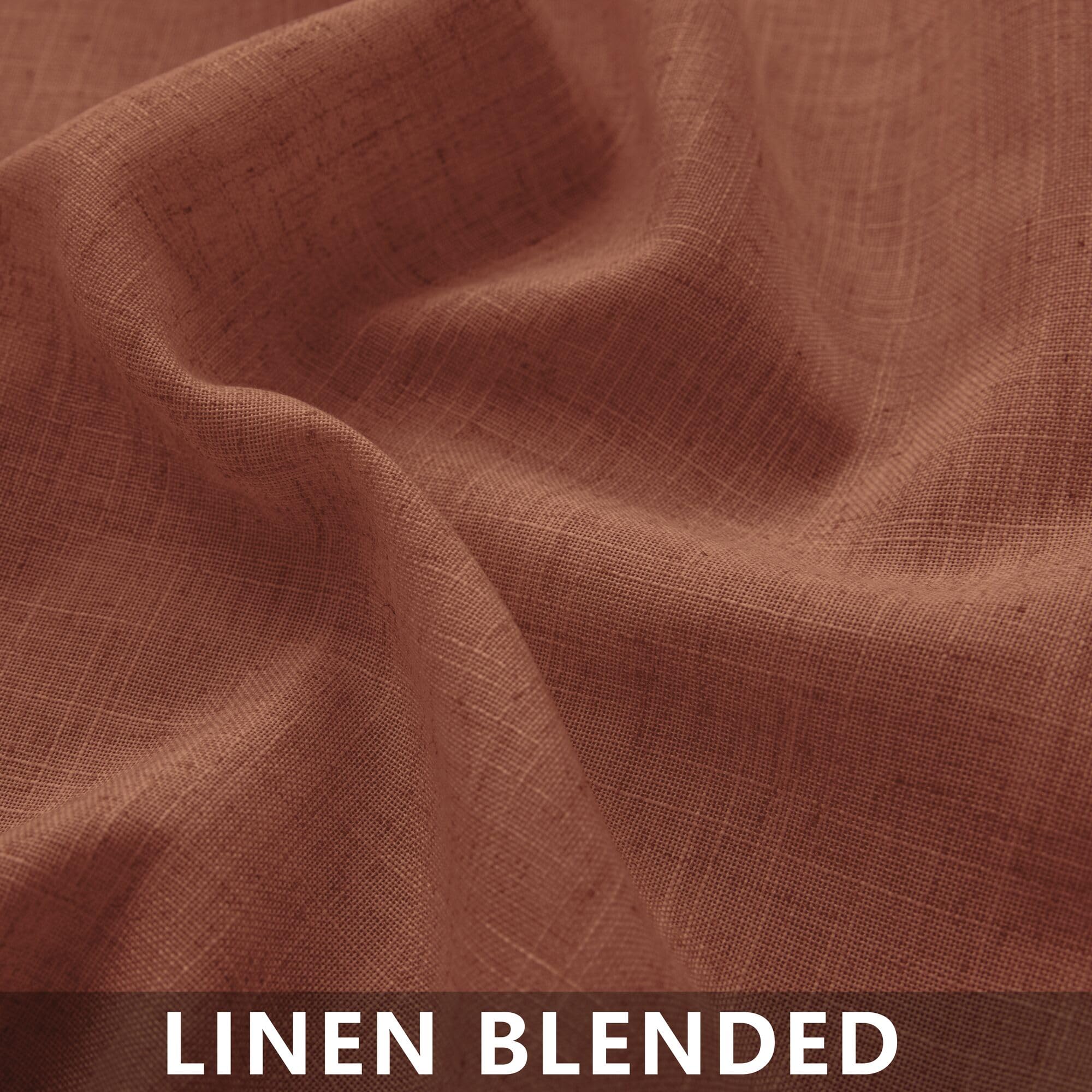 Terracotta Curtains Panels 63 Inch Length For Back Tab Semi Sheer, Linen Woven Textured Drapes Rod Pocket 2 Panels Set,Burnt Orange Boho Farmhouse Rust Curtain For Bedroom/Living Room/Kids Room