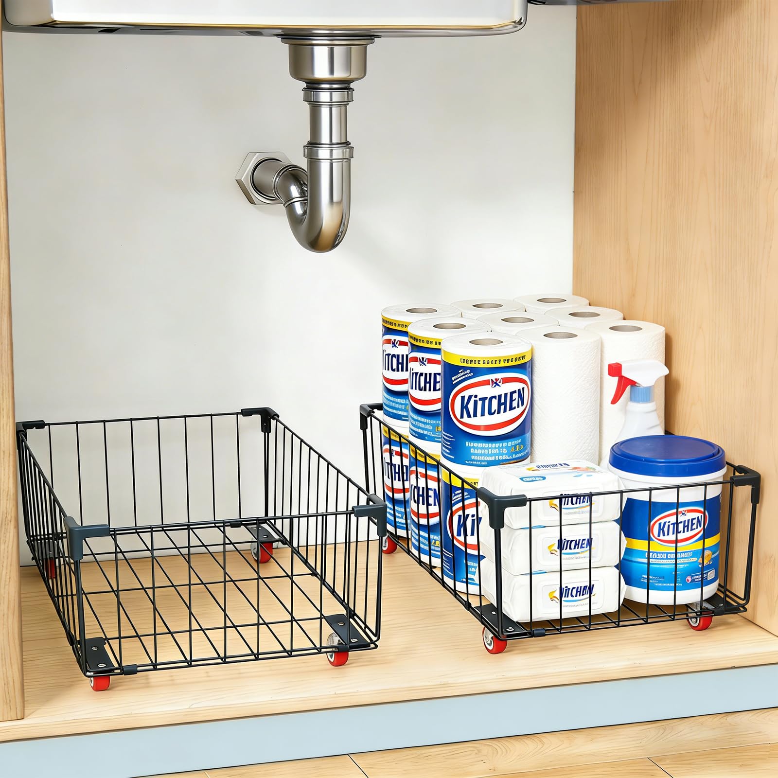 Under Sink Organizer, Kitchen Cabinet Organizer, Bathroom Organizers And Storage, Pantry Organizers And Storage,2 Pack