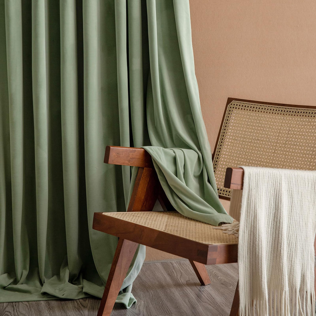 Lazzzy Sage Green Velvet Curtains Thermal Insulated Curtains 120 Inch Long Room Darkening Window Drapes For Bedroom Living Room Luxury Window Treatment 2 Panels, W62 X L120