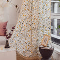 Sutuo Home Boho Curtain Semi-Blackout Yellow Florals Print Cotton Linen Fabric, Handmade Tassels Rod Pocket Bohemian Farmhouse C