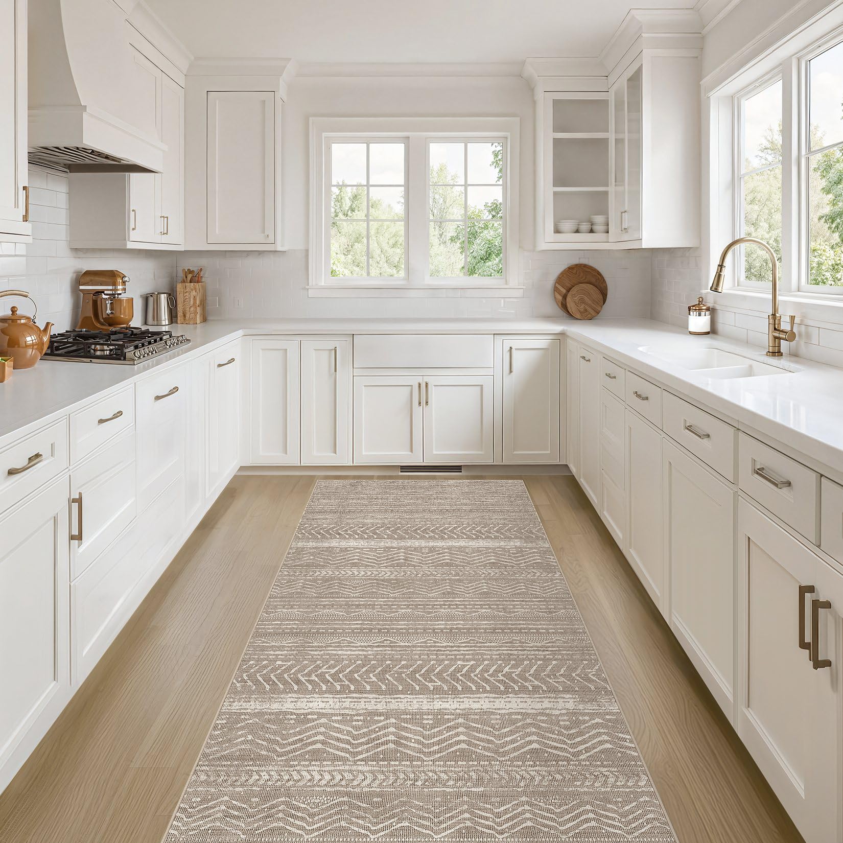 Nakagishi 8x10 Area Rugs Living Room: Washable Boho Large Neutral Soft Farmhouse Area Rugs Stain Resistant Modern Geometric Non-