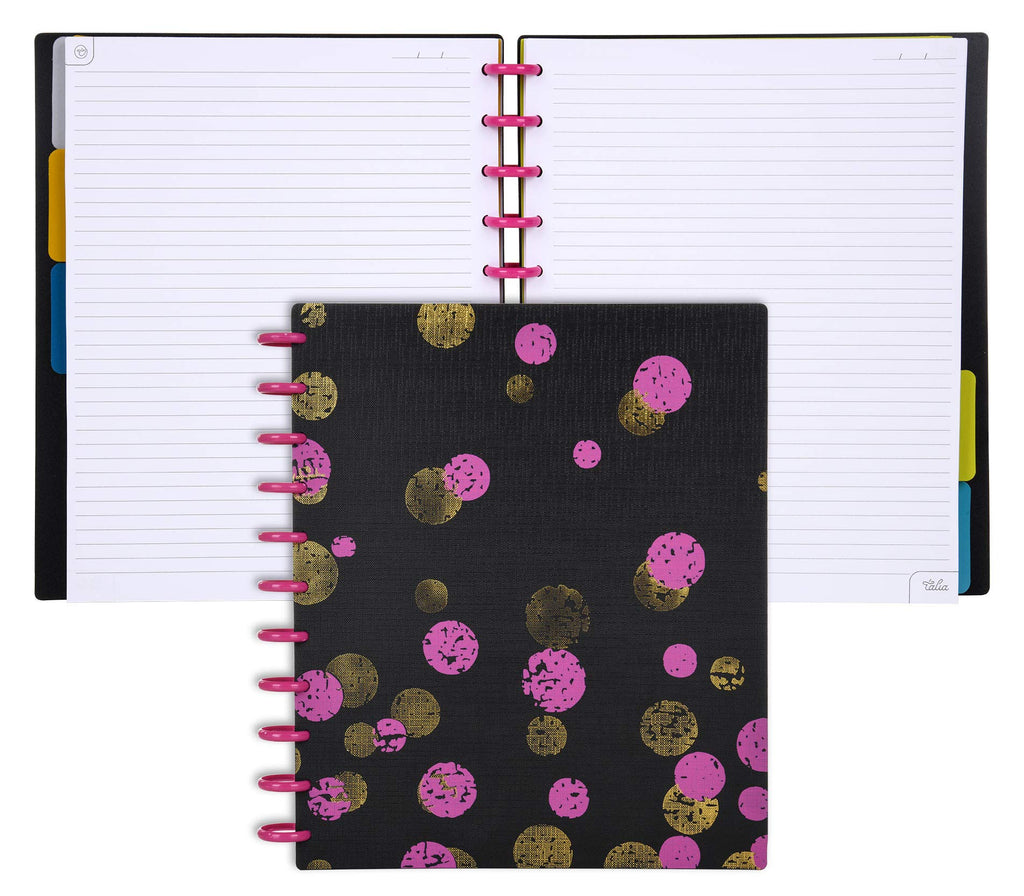 Talia Discbound Notebooks, Planner, Customizable, (Xbounce Maroon W/Pink Discs, Letter (8.5In X 11In))