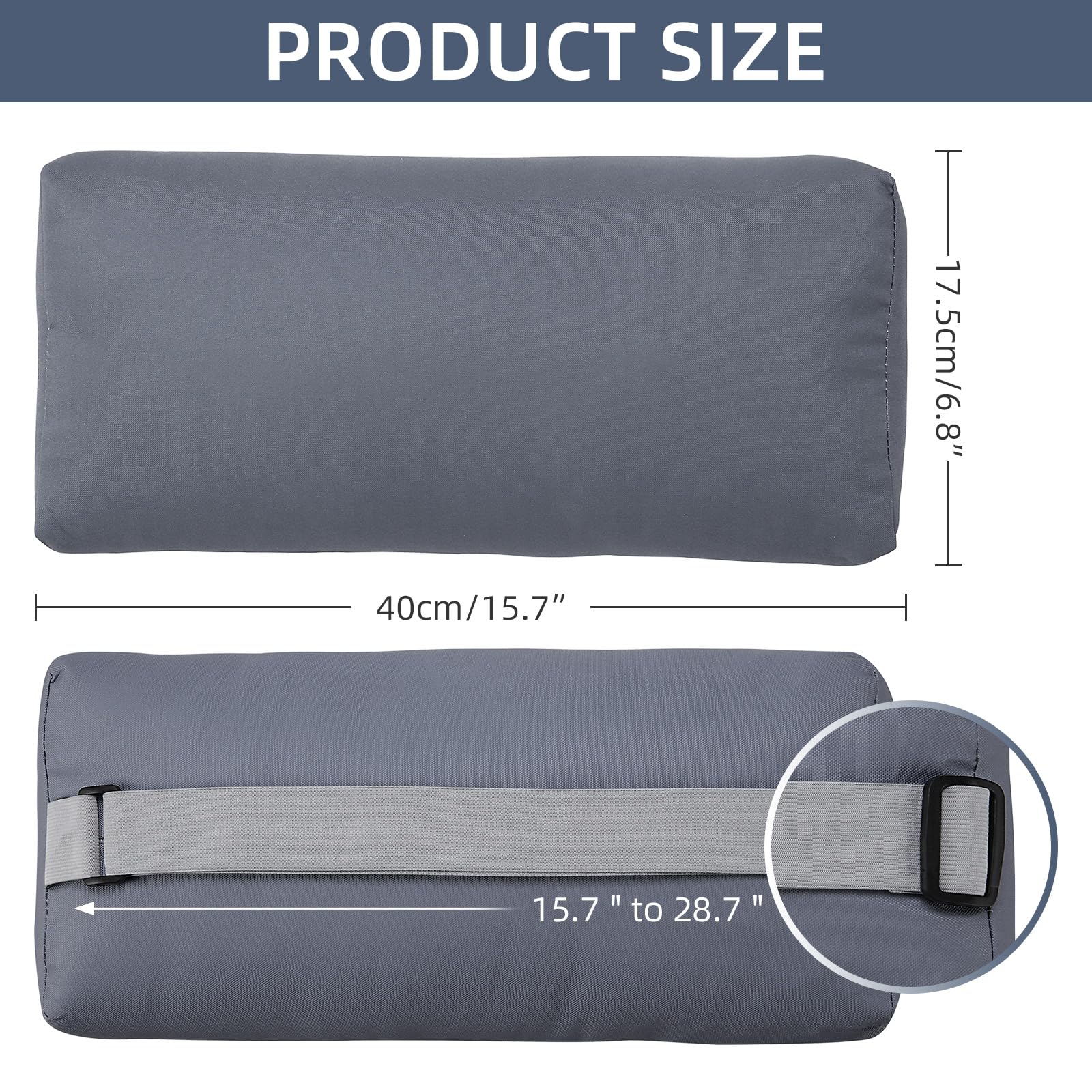 Rasugarlary Headrest Pillow For Patio Chaise Lounge Chair, Outdoor Chaise Pillows With Adjustable Elastic Stripe Head Resting Pi