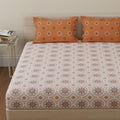 Huesland By Ahmedabad Cotton 144 Tc Bedsheets For King Size Bed Cotton With 2 Pillow Covers | Mandala | 108 X 108 Inches | Orang