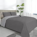 Easy-Going King Size Reversible Quilt Set With 1 Quilt And 2 Pillow Shams, Soft Bed Quilt Cover, Water Resistant Lightweight Microfiber Bedspread, Stain Resistant, Olive Leaf-Gray/Light Gray