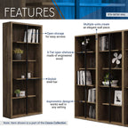 Techni Mobili 5 Shelf Bookcase - Walnut Vertical Standing Wood Bookshelf For Living Room, Bedroom & Home Office - Staggered Bookcase With Asymmetrical Shelves & Heavy Duty Steel Bar Cassa Collection