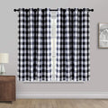 Creativesfun Farmhouse Faux Linen Look Buffalo Check Grommet Window Curtain (Black & Cream, 53 X 36)