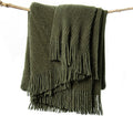 Lifein Christmas Throw Blanket For Couch-Soft Green Boho Throw Blanket,Cozy Fall Knit Chenille Throw,Small Knitted Farmhouse Lig