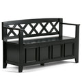 SIMPLIHOME Amherst Entryway Storage Bench - 48 inch Wide Solid Wood Hallway Seat in Black, Transitional Bench for Entryway or Li