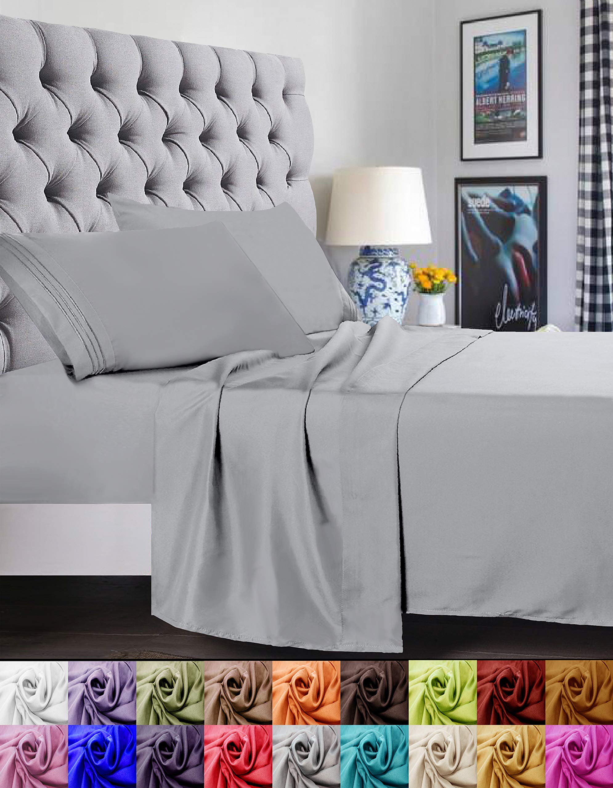 Elegant Comfort 1500 Thread Count Luxury Egyptian Quality Super Soft Wrinkle Free And Fade Resistant 4-Piece Bed Sheet Set, Quee