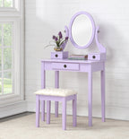 Moniys Wood Moniya Makeup Vanity Table And Stool Set, Purple