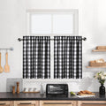 Kitchen Cafe Curtains 45 Inches Length, Buffalo Check Pattern Short Bathroom Window Curtain, Plaid Gingham Design Half Window Ti