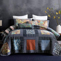 Newlake Bedspread Quilt Set With Real Stitched Embroidery, Paisley Grid Pattern,King Size